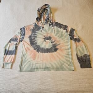 Freestyle Womens Hoodie Pullover Tye-dye Colors Bright Lightweight Size Large
